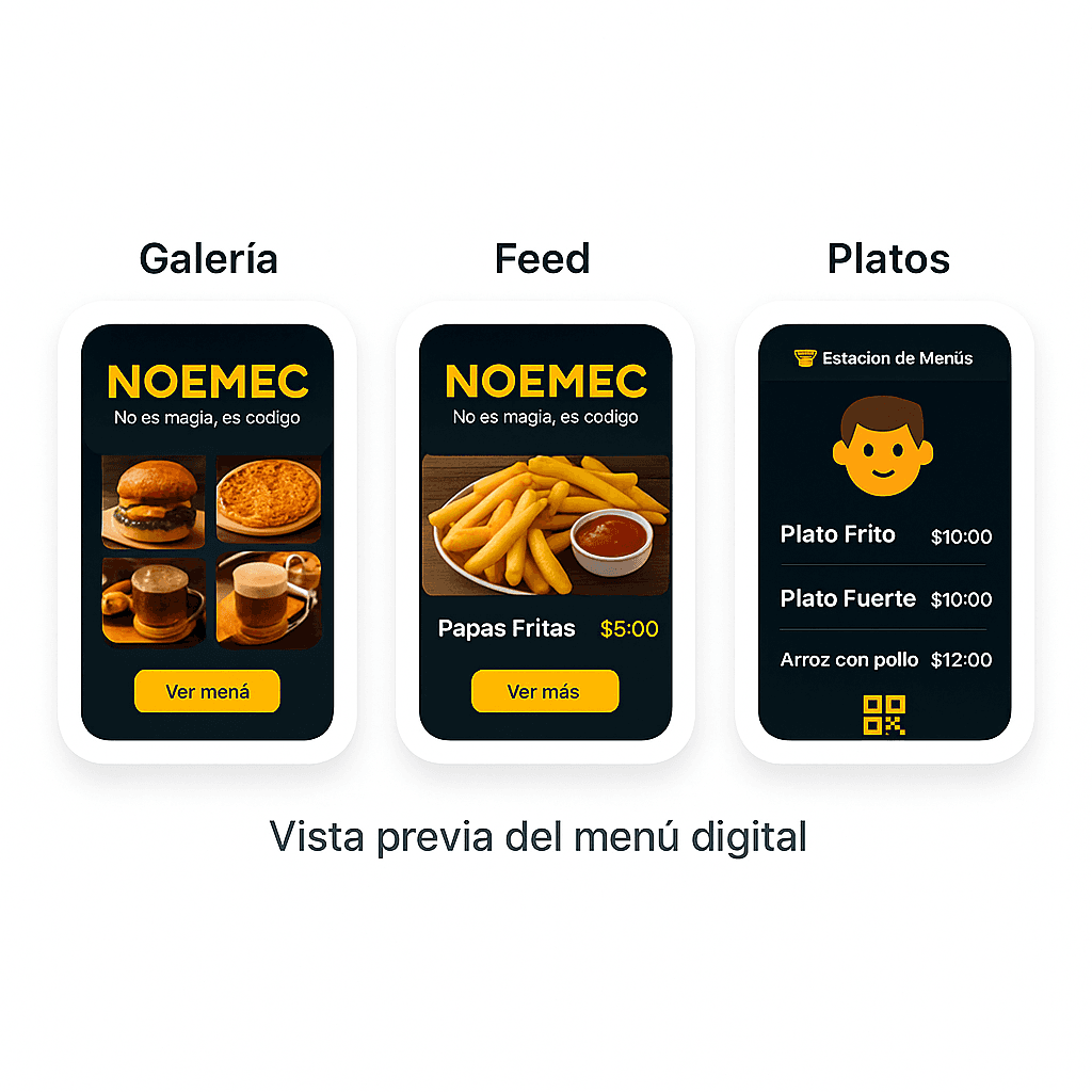 Vista previa del menú digital